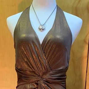 Ralph Lauren Bronze Halter Evening Gown
